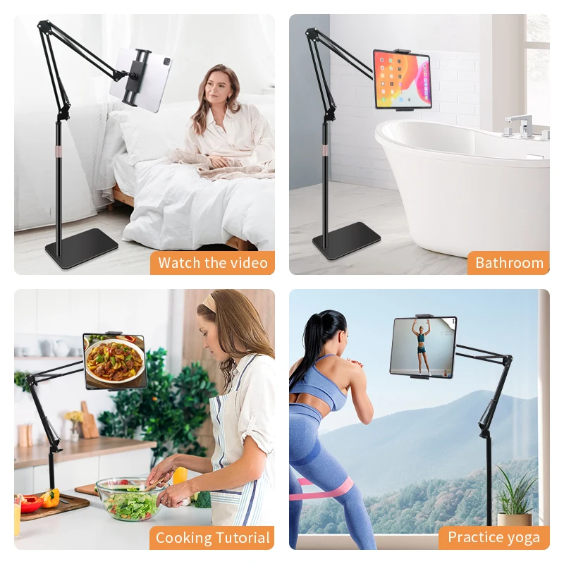 2025 ângulo altura retrátil suporte de chão tablet ao vivo suporte do telefone embalagem caixa tablet suporte preto e branco fcc