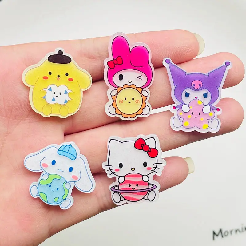 10Pcs New Acrylic Kawaii Cute Cartoon animal planet Sticker  Series Clip Book DIY Fashion Hairpin Decoration Crafts