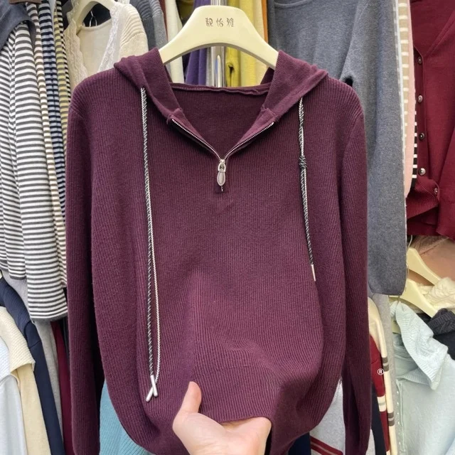 

Женская трикотажная толстовка с капюшоном на молнии, внутренняя одежда, облегающий свитер, верхний коврик, осень-зима, Новое поступление