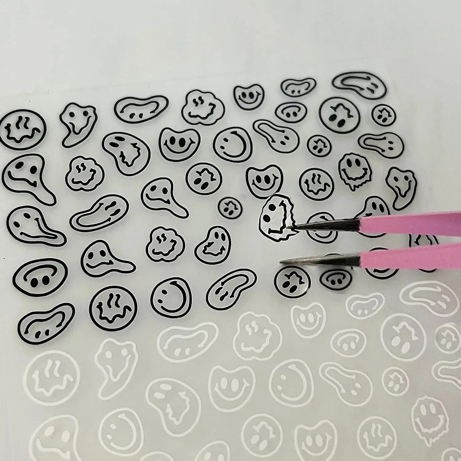 Graffiti Fun Nail Art Sticker Abstract Smiling Face Decal 3D Self-Adhesive Trend Charm  AHA022 Twisted Smiling Face Nail Sticker