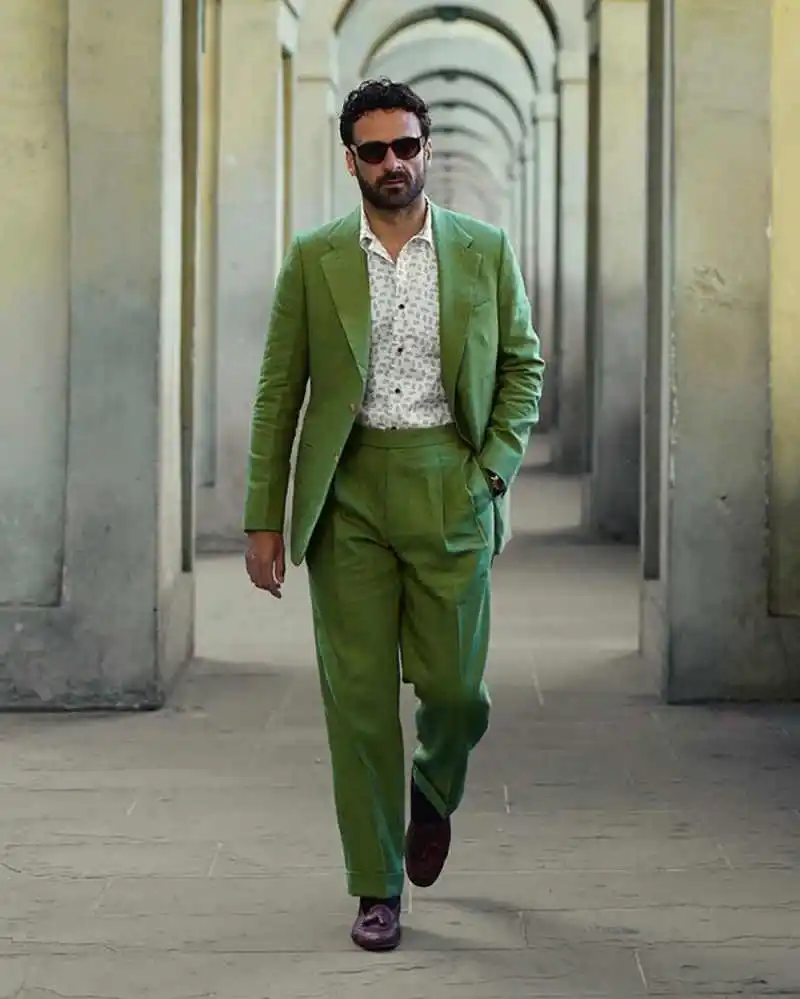 Bright Wedding Tuxedos Fashion 2 Piece Jacket Pants Men Suit Notched Lapel Business Office Wear Groom Evening Blazers Customized