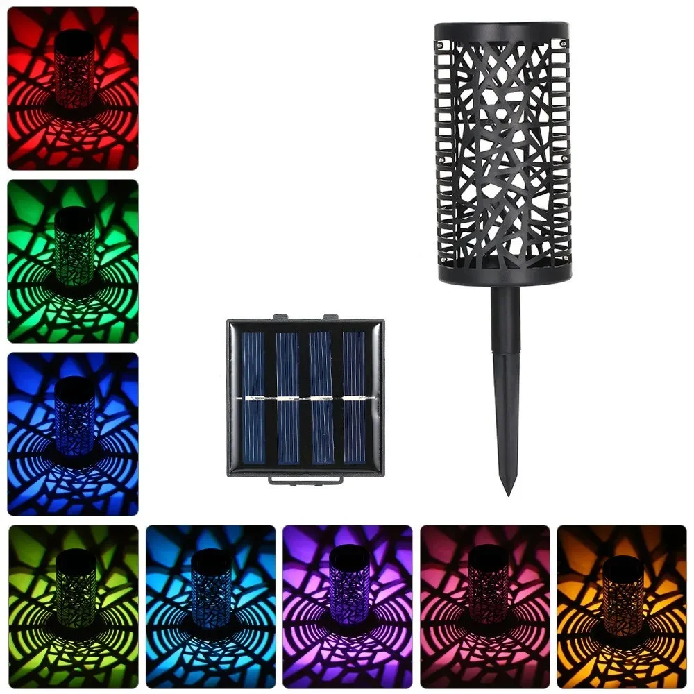 

Portable Outdoor Decoration Intelligent Double Color Light Solor Panel Lawn Lamp with Hollowed-Out Shape