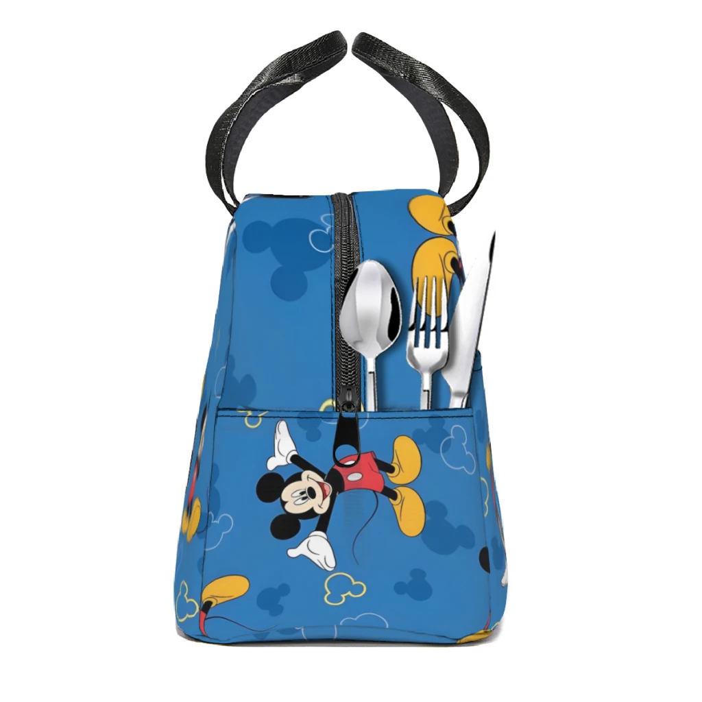 Mikey Mouse Portable Lunch Bag Food Thermal Box Durable Cooler Lunchbox with Shoulder Strap Picnic Bag Office