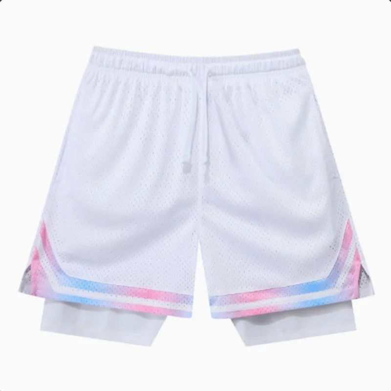 American Fake Two Three-point Shorts Men Summer Basketball Breathable Quick-drying Four-point Running Sports Gym Fitness Pants