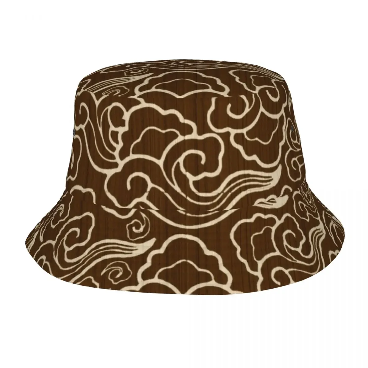 Custom Retro Japanese Clouds Bucket Hat For Women Men Printed Taupe Brown Cloud Summer Beach Sun Taupe Brown Cloud Fisherman Cap