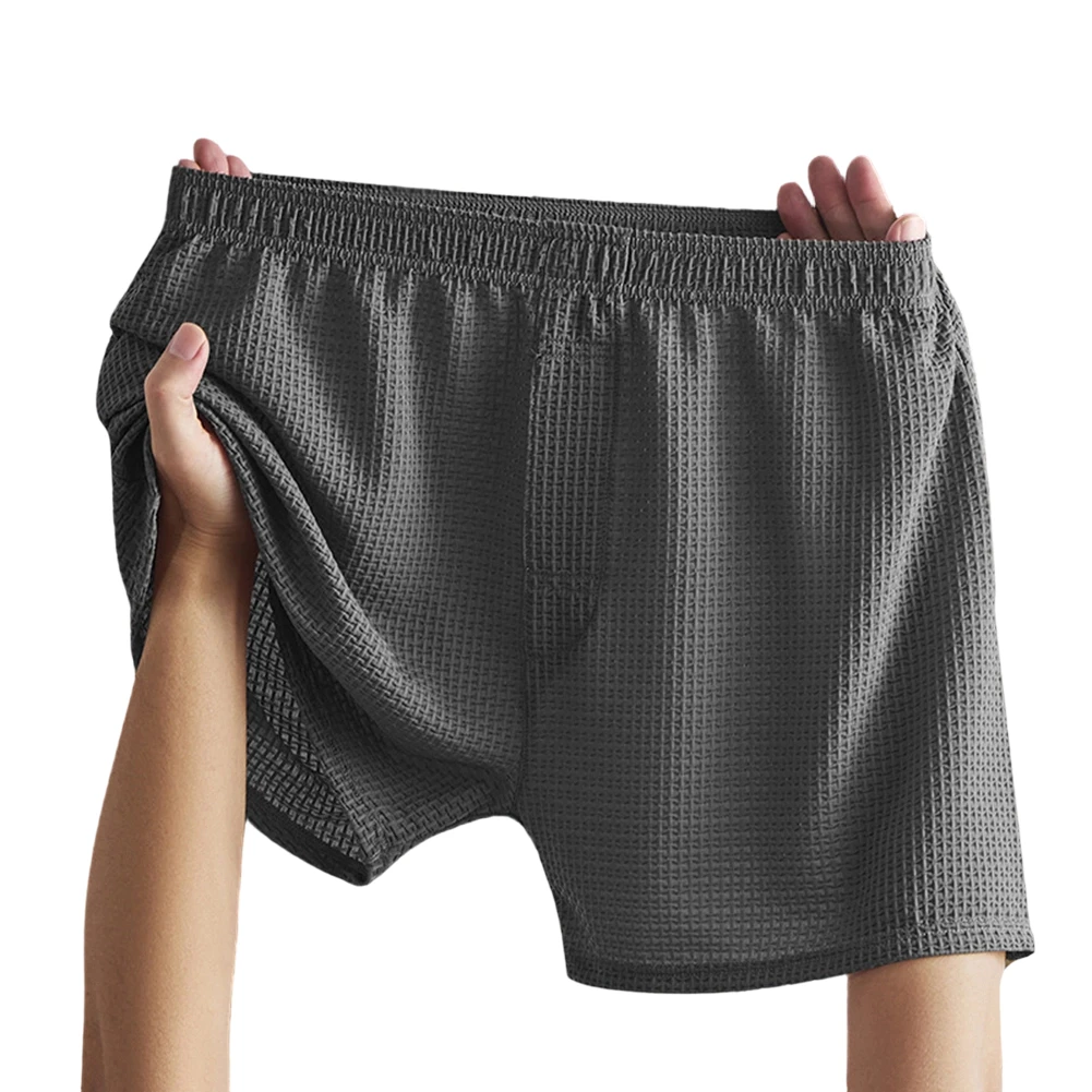 

Men Ice Silk Loose Boxer Shorts Loose Adult Underwear Costume Solid Calcinha Elastic Waist Trunks Soft Pajama Pants Men's Briefs