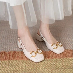 Zapatos Mujer French Retro Women's Sandals 2024 Summer New Elegant Low Heel Shoes Lazy Casual Mules Designer Women's Shoes