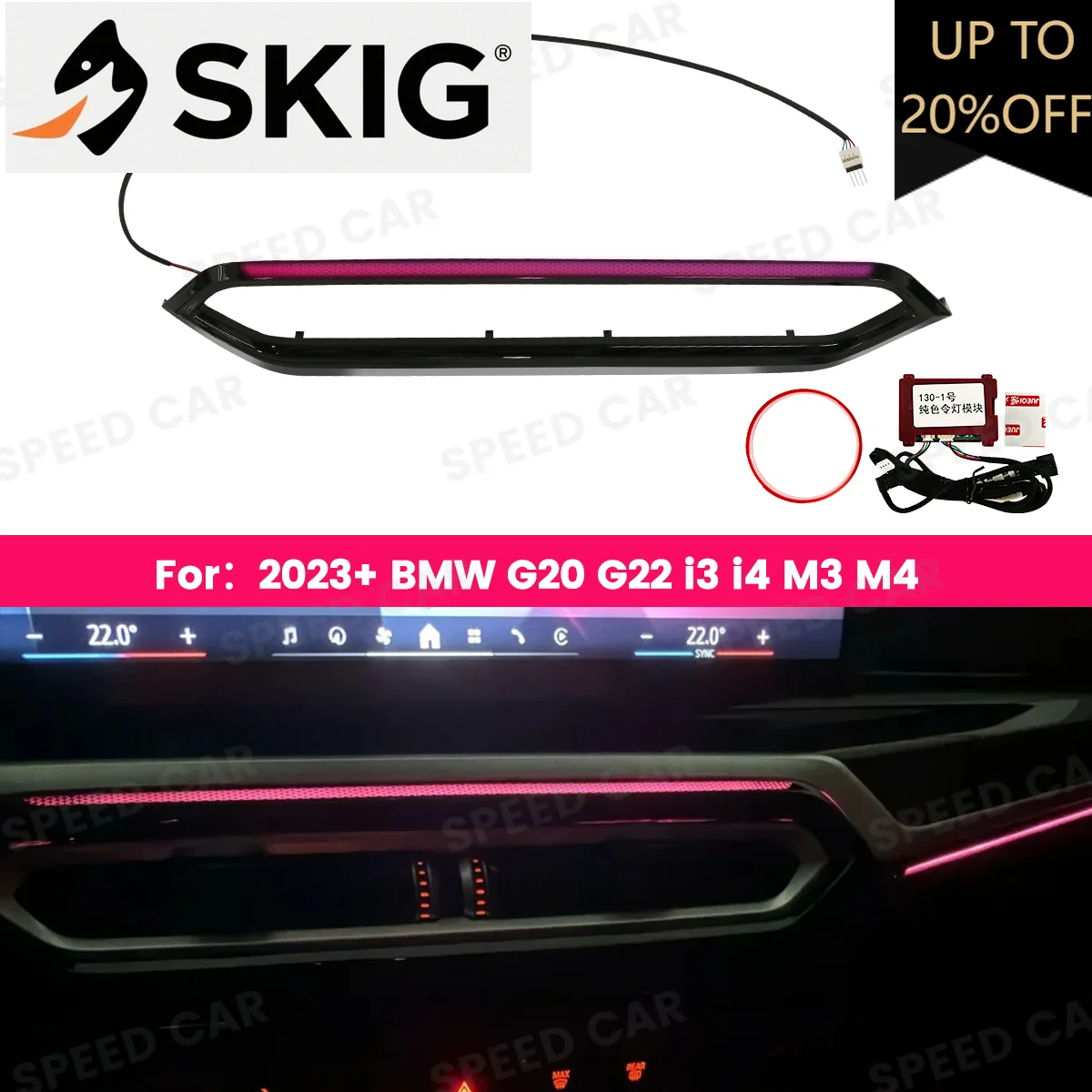 

Светодиодный вентиляционный светильник для кондиционера для BMW 2023+ G20 G22 G80 G82 i3 i4 M3 M4 Центральная консоль управления Детали внутреннего декоративного освещения