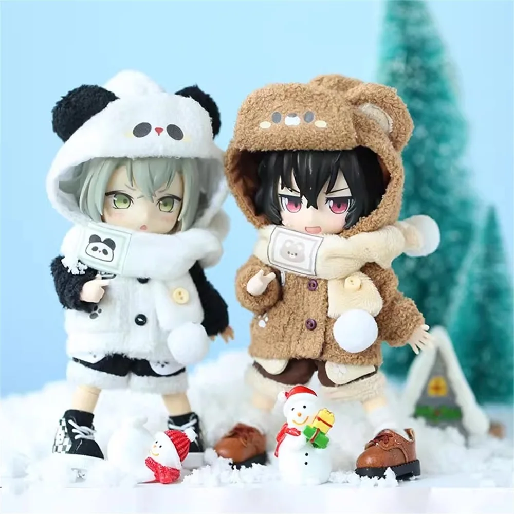 

1/12 12 Points OB11 Doll Clothes Cute Bear Cotton Hooded Jacket Scarf Shorts Set Model Molly UFDOLL BODY9 P9 Body In Stock