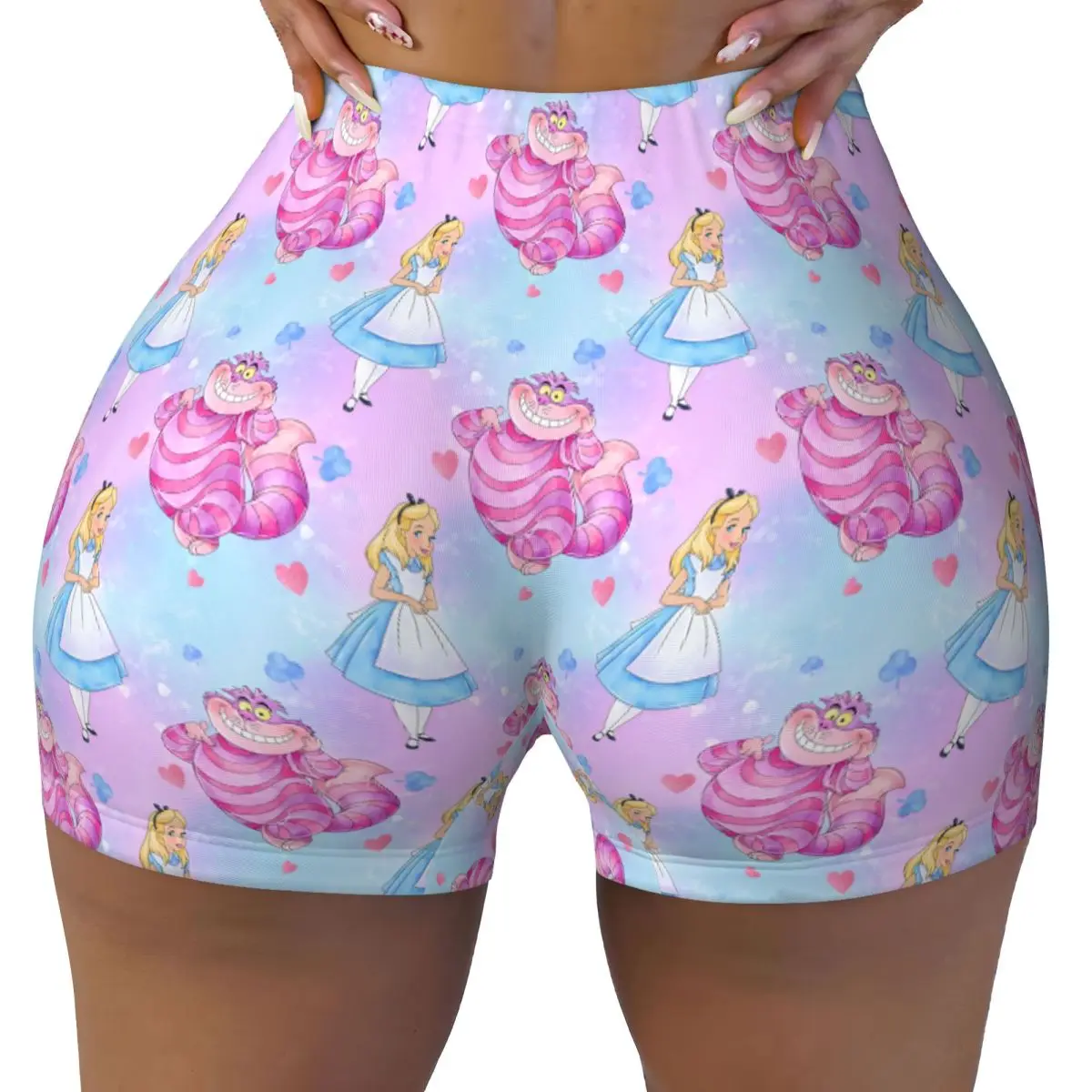 

Custom Alice In Wonderland Manga Gym Running Volleyball Shorts Women Anime Workout Yoga Shorts
