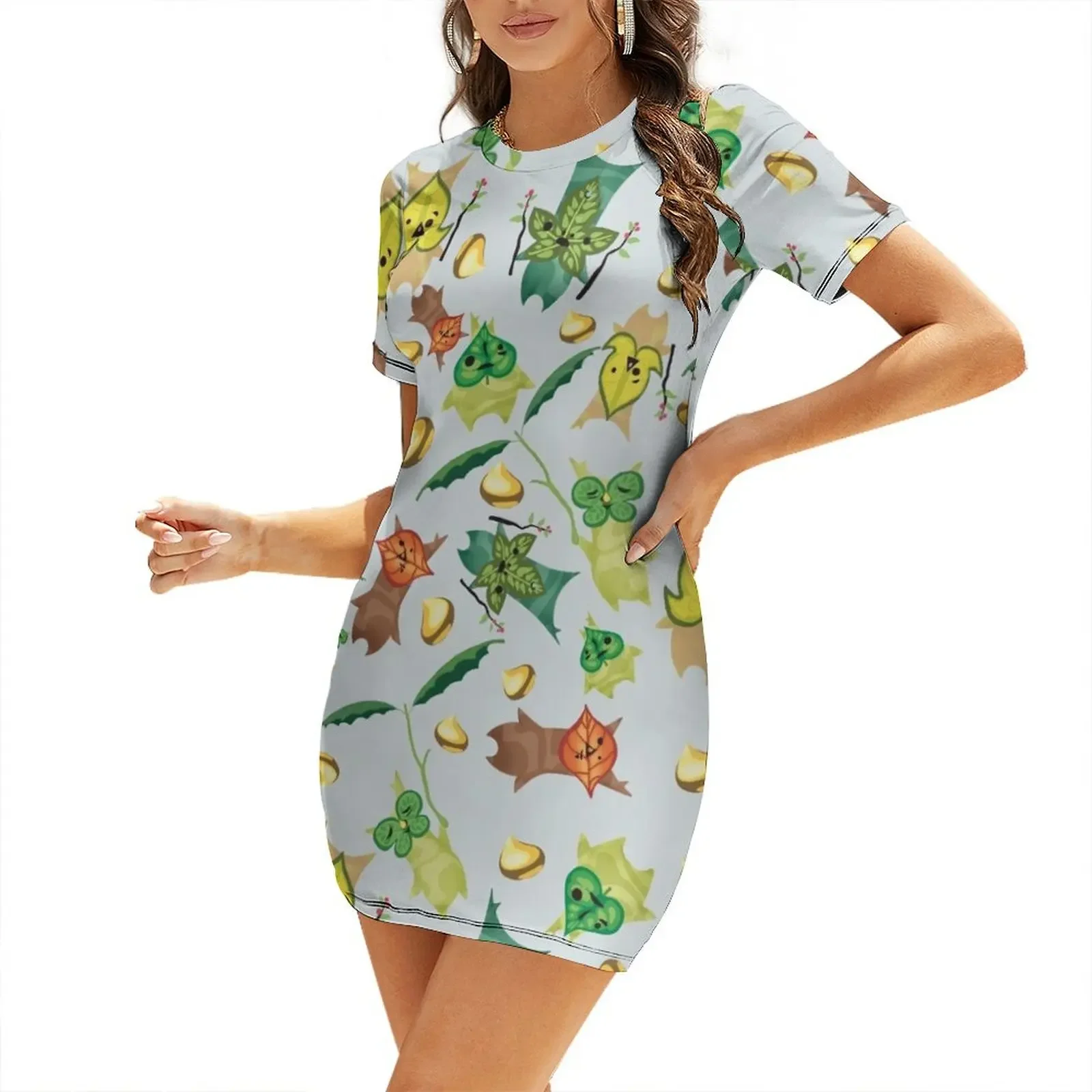

Koroks and Seeds BOTW seamless repeating pattern Short-Sleeved Dress cute dress Evening dresses long dress women summer