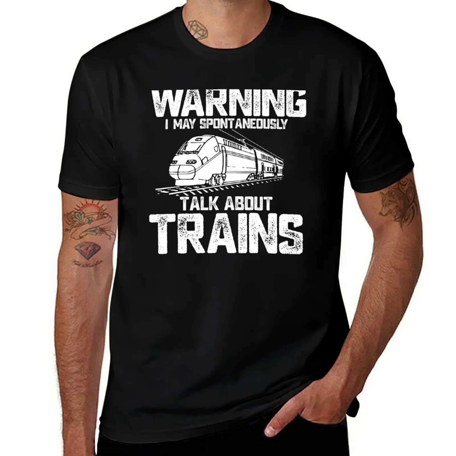 Train Funny Warning I May Spontaneously Talk About Trains Lover Birthday Gifts T-Shirt Labor Work Casual T-Shirt