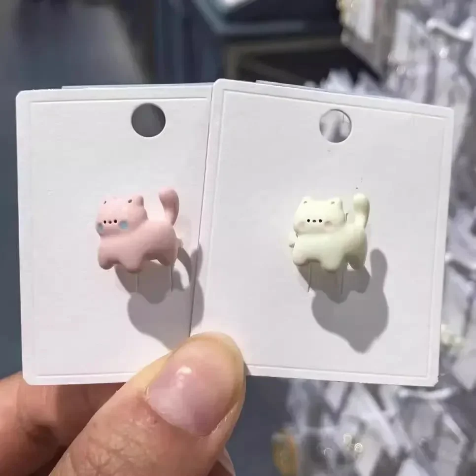 1/3 قطعة Kawaii الكرتون القط U-شكل قرط كبس Y2K الحلو فتاة أقراط مشبكية ثقب وهمية للنساء الرجال مجوهرات الأزياء هدايا الحفلات #5