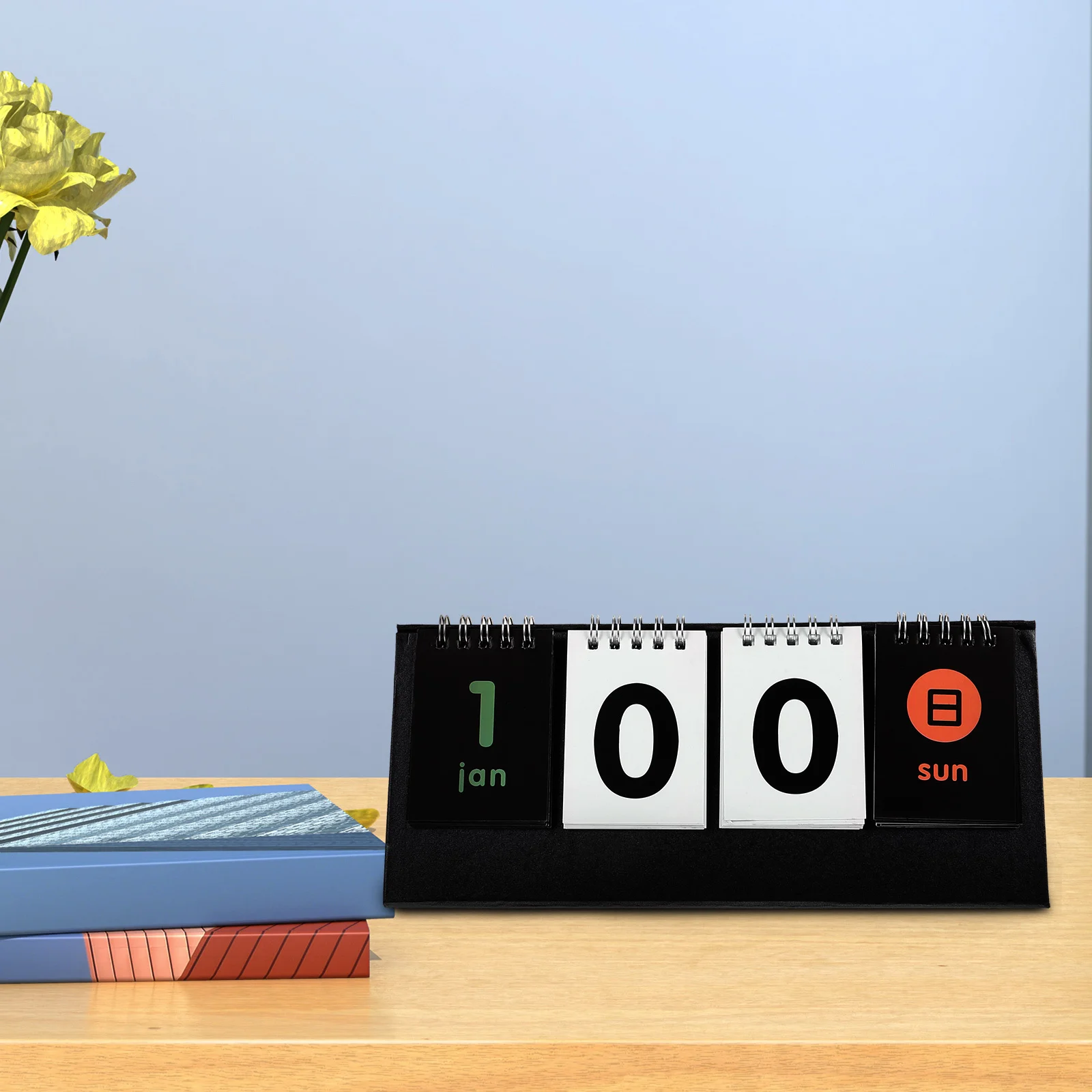 

Modern Black Desktop Calendar Reusable Perpetual Design Standing Day Counter Calendar for Room Cafe Office Decoration