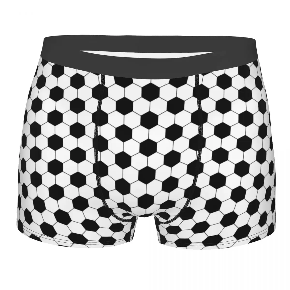 Custom Male Novelty Football Net Black White Underwear Sports Lover Soccer Balls Boxer Briefs Stretch Shorts Panties Underpants