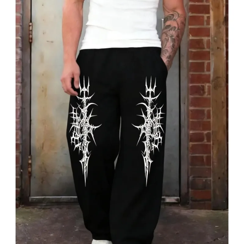 

Спортивные дышащие брюки для активного отдыха, большие размеры, популярная новинка, модный хип-хоп, готический стиль, мужская уличная одежда