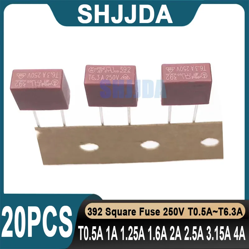(20 pieces) 392 Fuse Square 250V T0.5A T1A T1.25A T1.6A T2A T2.5A T3.15A T4A T5A T6.3A T8A T10A 392 Fuse Power Fuse Slow Break