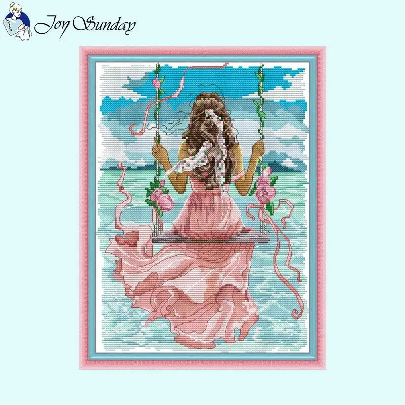 Beautiful Girls Back Series Cross Stitch Kits  Aida 14CT Count 16CT 11CT HD Printed Cloths Embroidery Set DIY Crafts Needlework