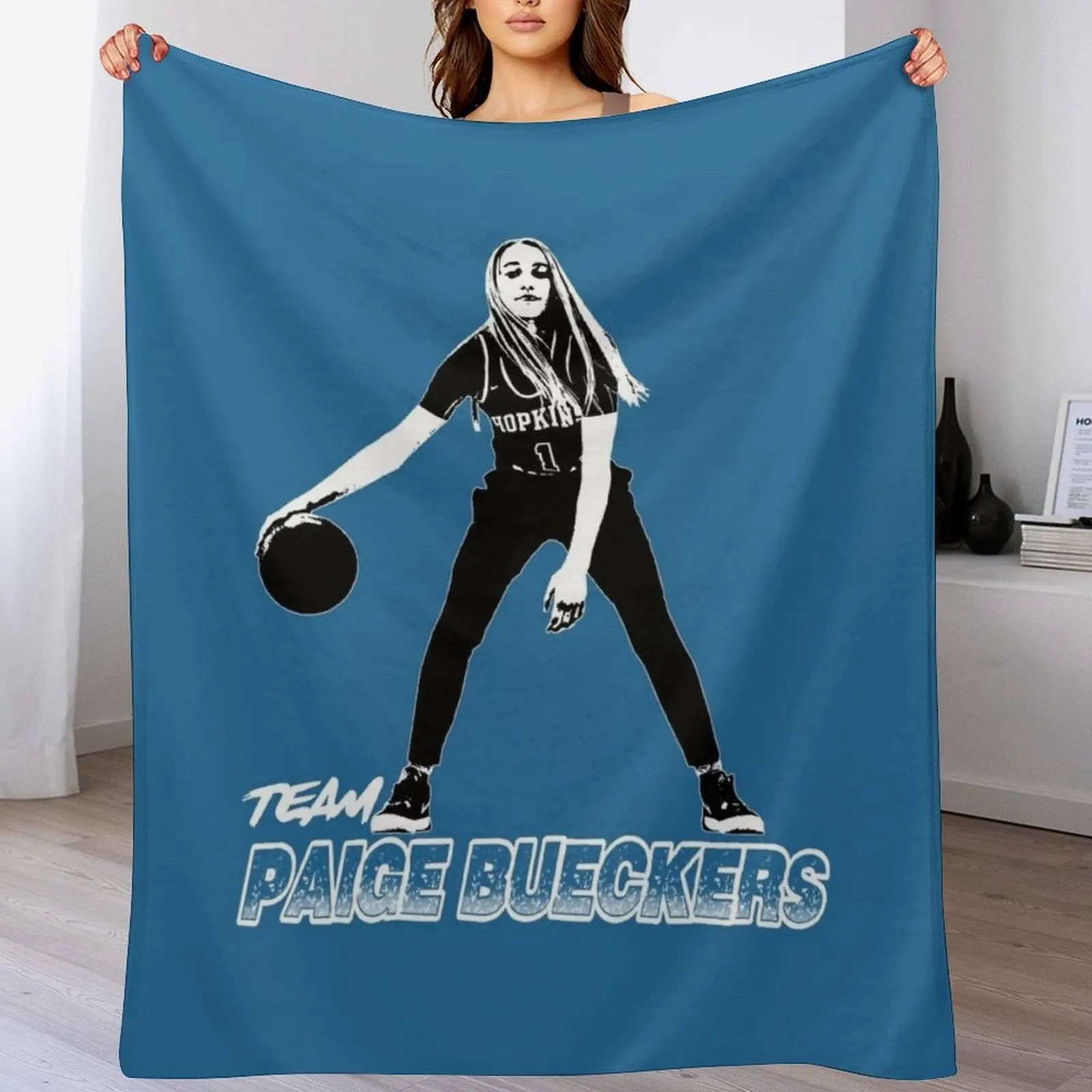 

paige bueckers black and white basic design Throw Blanket Hair blankets ands Bed linens heavy to sleep Blankets