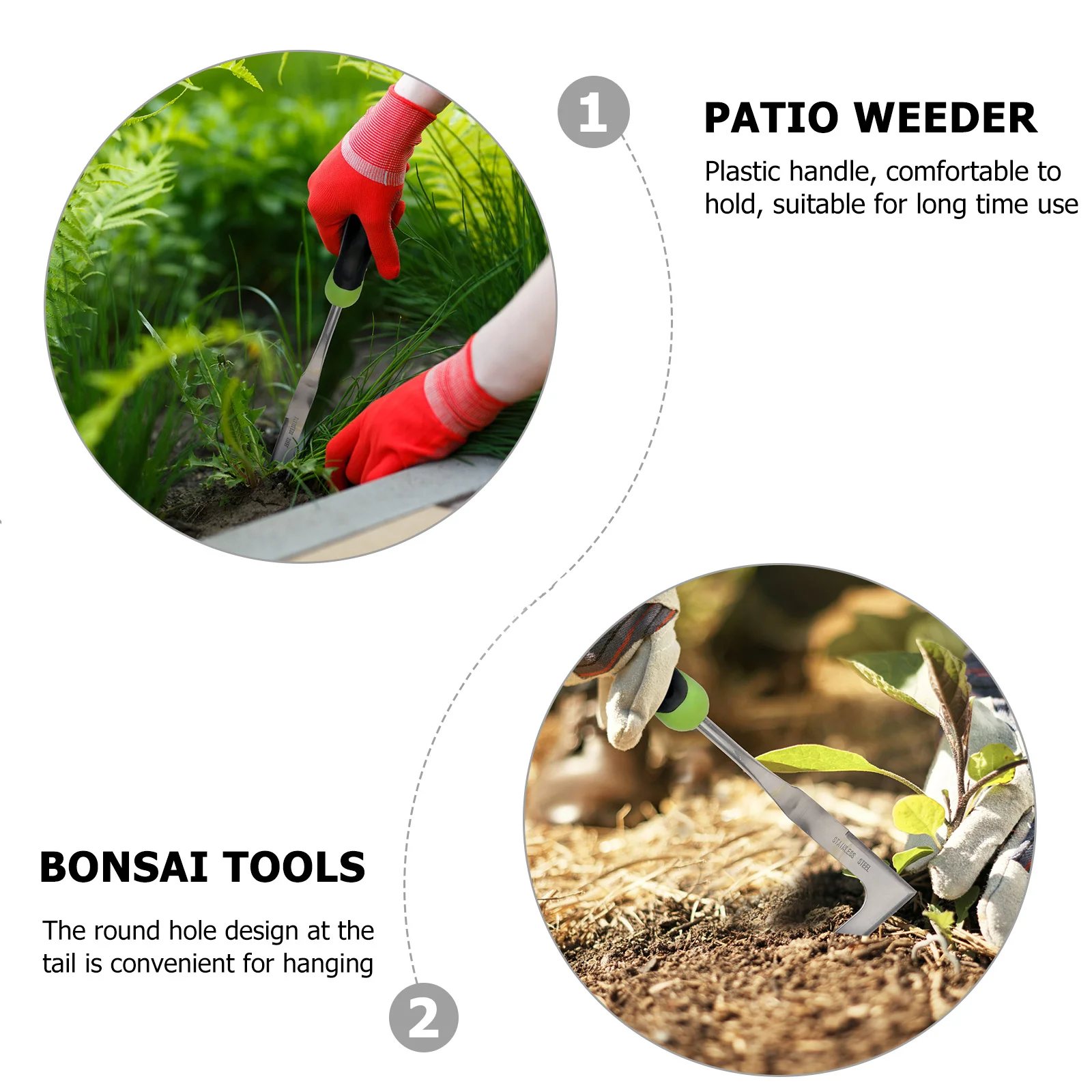 庭の除草ツール 耐久性のあるステンレス鋼 プラスチックハンドル ポータブルパティオ除草機 コケ除去ツール パティオ除草機