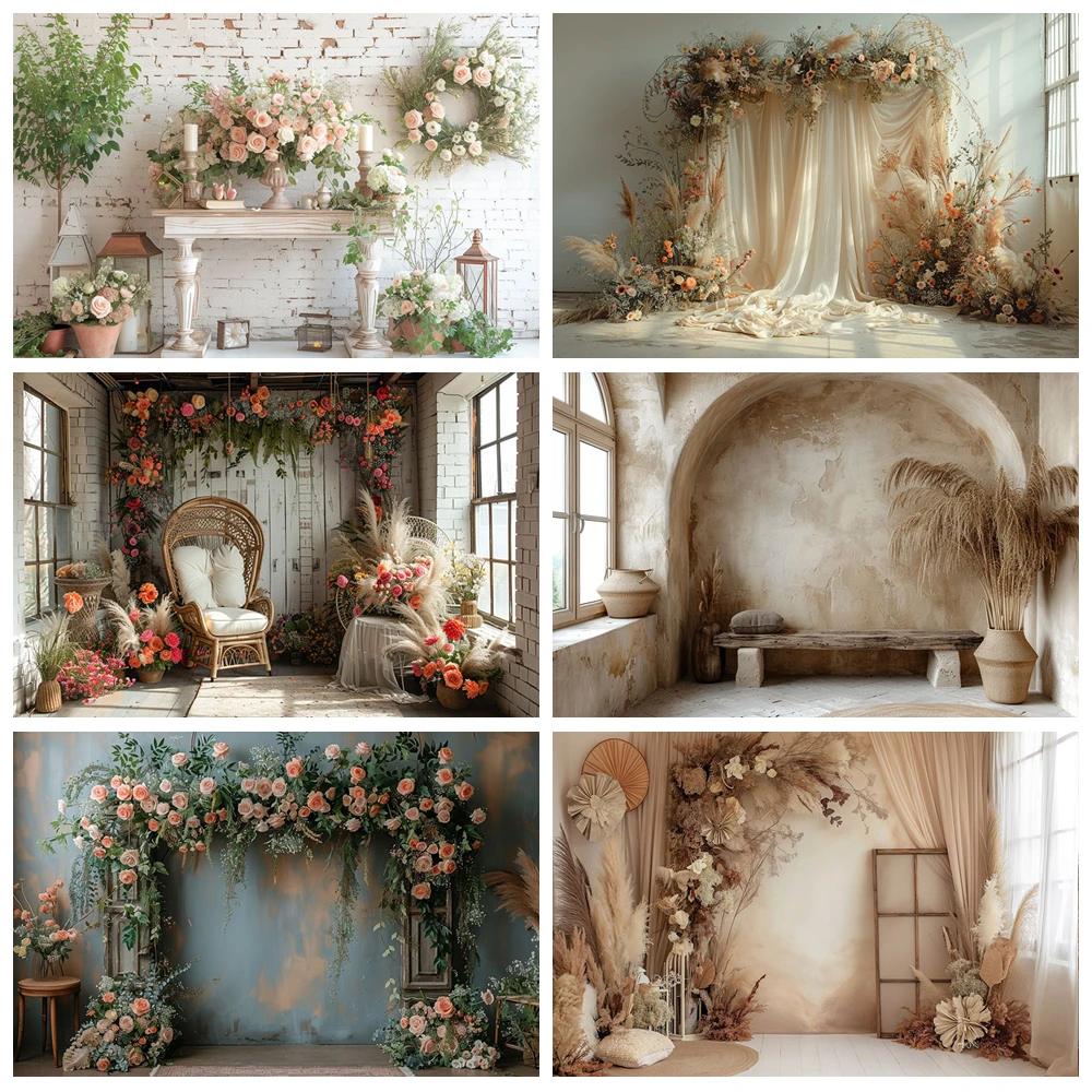 

Photography Background Boho White Arch Wall Floral Adult Birthday Wedding Maternity Portrait Decor Backdrop Photo Studi