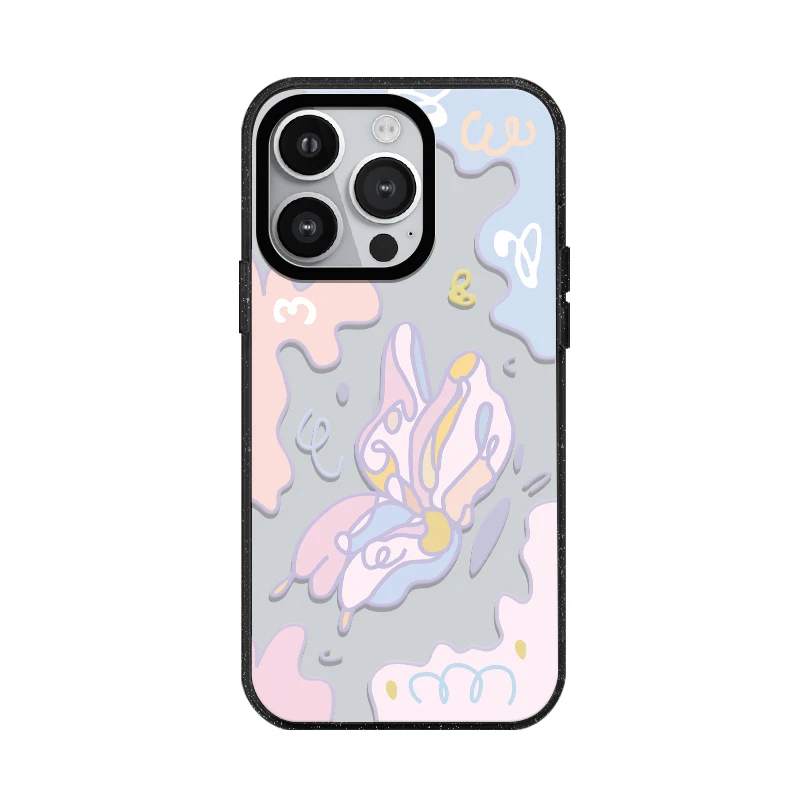 Funda de acrílico colorida con mariposa para iPhone, carcasa trasera a prueba de golpes, dibujos animados, MagSafe, 16, 15, 14, 13, 12 Pro Max