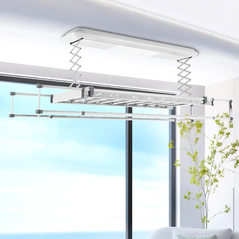 

Electric Automatic Clothes Hanger Rack with LED Light ceiling cloth dryer adjustable clothes hanger