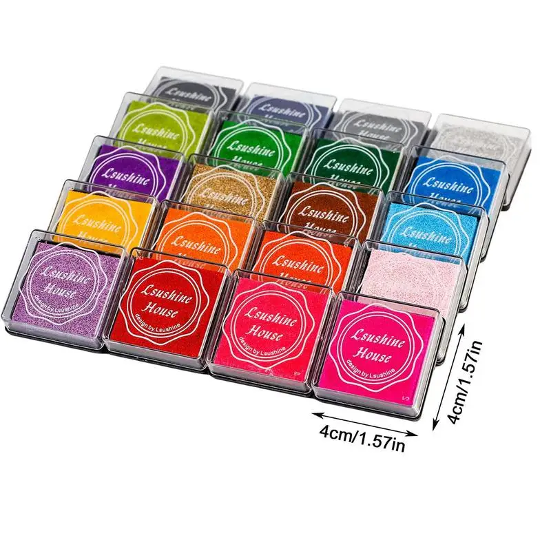 Finger tinten pads für Kinder 20 Farben Finger farbe Stempel kissen wasserdicht bunte Tinten pads auf Wasserbasis 1,57x1,57 Zoll wasserdicht