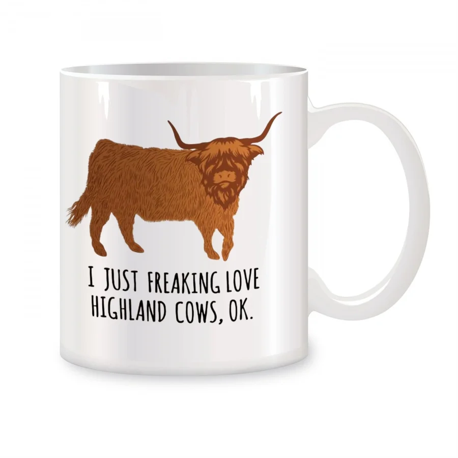 I Just Freaking Love Cows Ok Mugs For Adults Men Women Friends Cow Lovers Birthday Novelty Coffee Ceramic Tea Cups White 11 oz