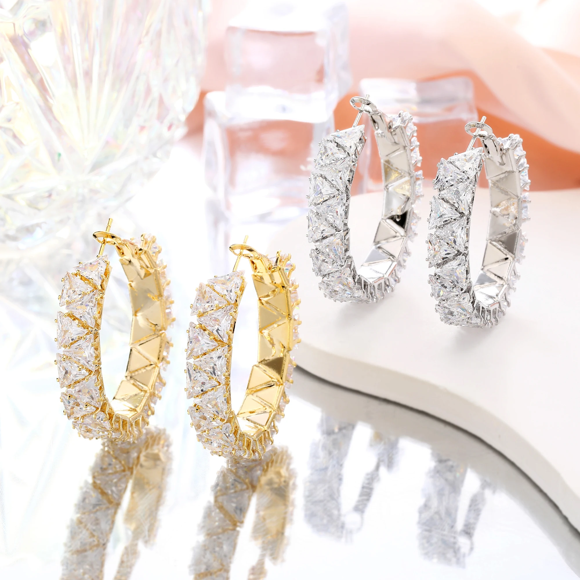 

Fancy Zirconia Earrings 18K Gold Plated Women's Jewelry