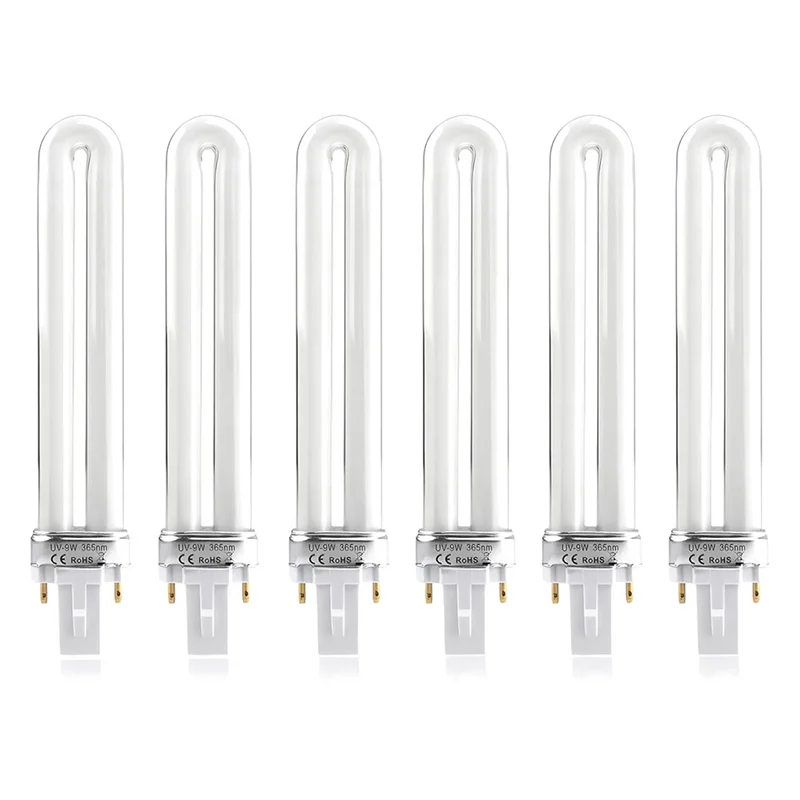 ABJI-UV Lamp Replacement 9W U-Shaped 365Nm Bulb Tube 6-Pack For Nail Art Dryer Light–Non-Inductance Design