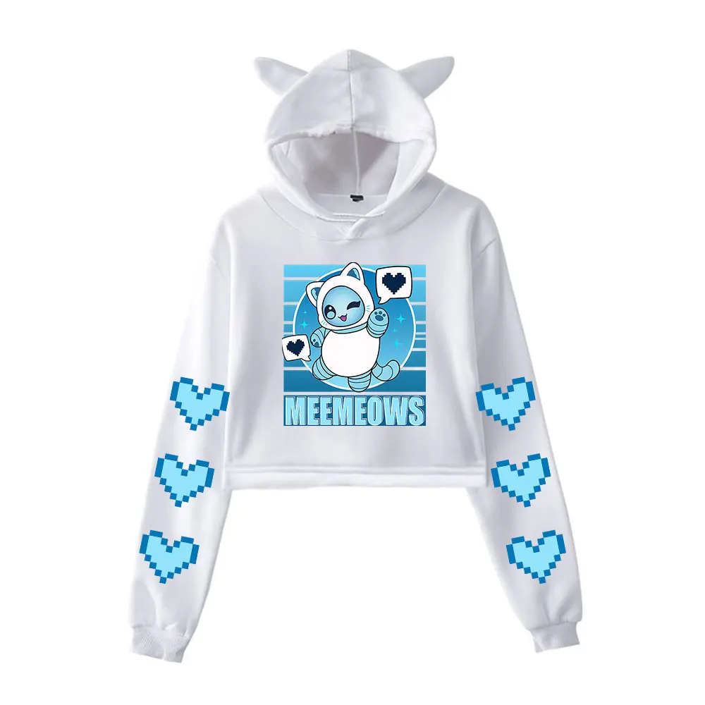 

2024 Aphmau Robot Cat Merch Streetwear logo Pullover Hoodie Merch Hoodies Sweatshirts for Girls Cat Ear Crop Tops