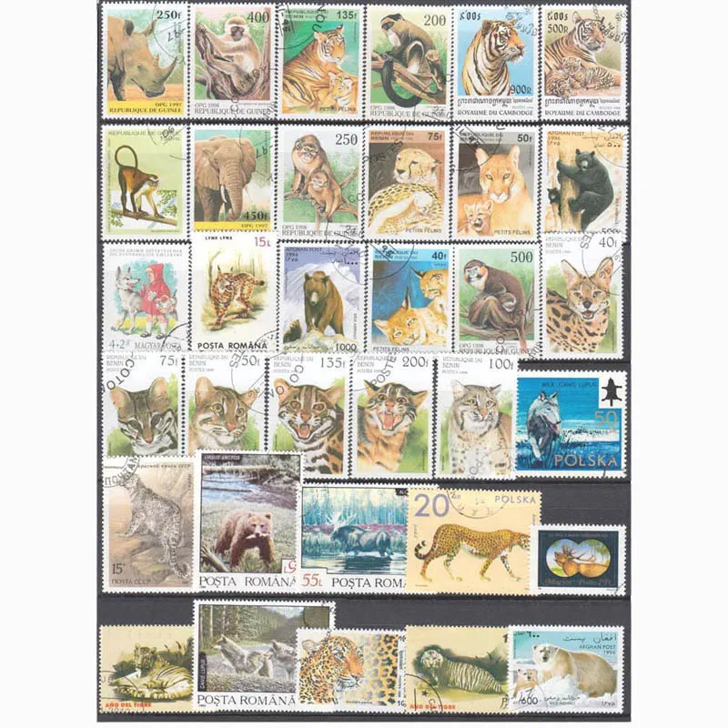 10/50/100 PCS  All Different  Topic Animal Postage Stamps With Post Mark For Collection