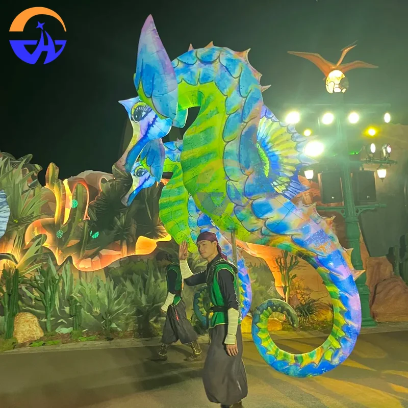 

Inflatable Seahorse with Blower and White Lights Outdoor Amusement Park Carnival Parade Performance Prop
