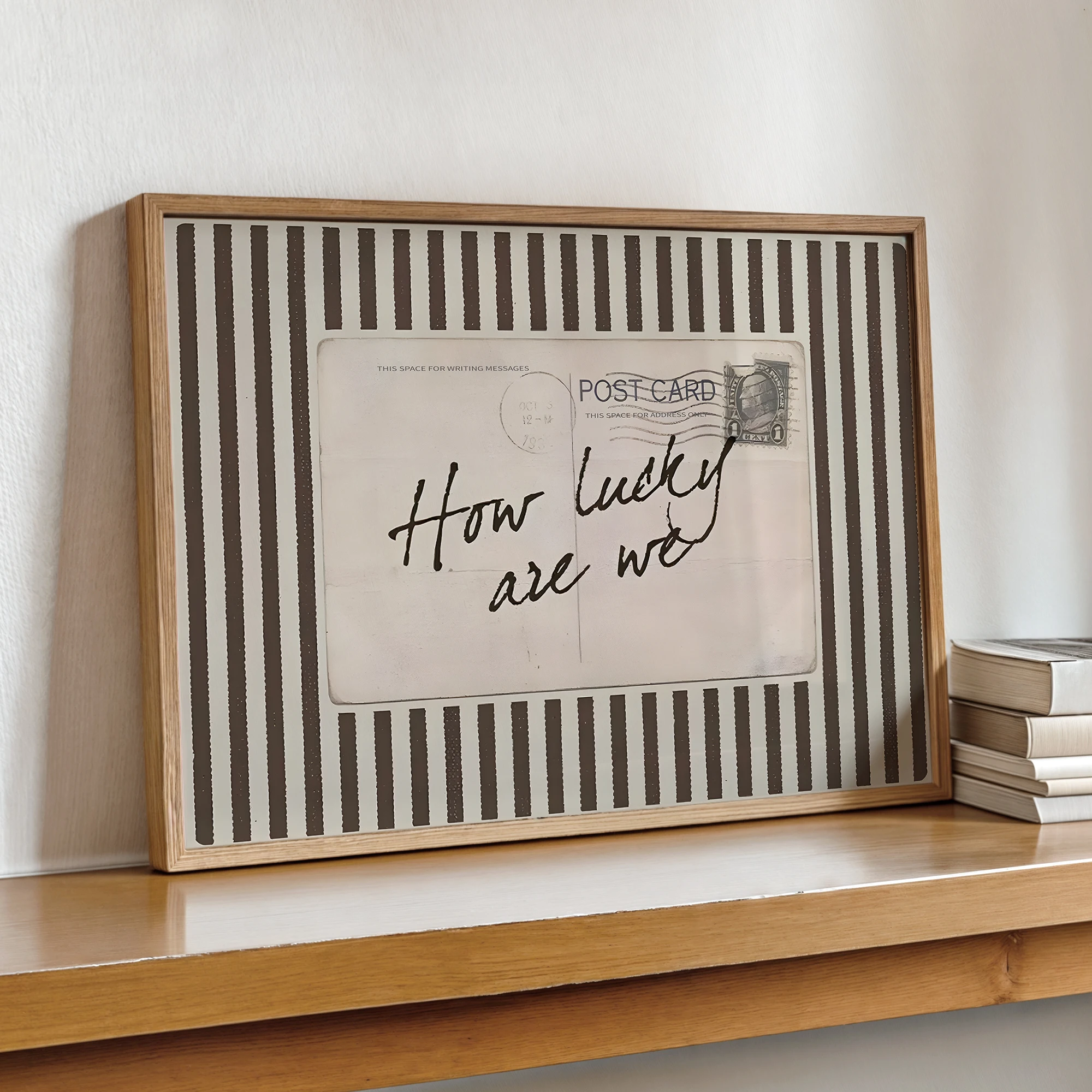 How Lucky Are We Vintage Postcard Quote Wall Art Prints Canvas Painting Poster Picture For Living Bedroom Dining Room Home Decor