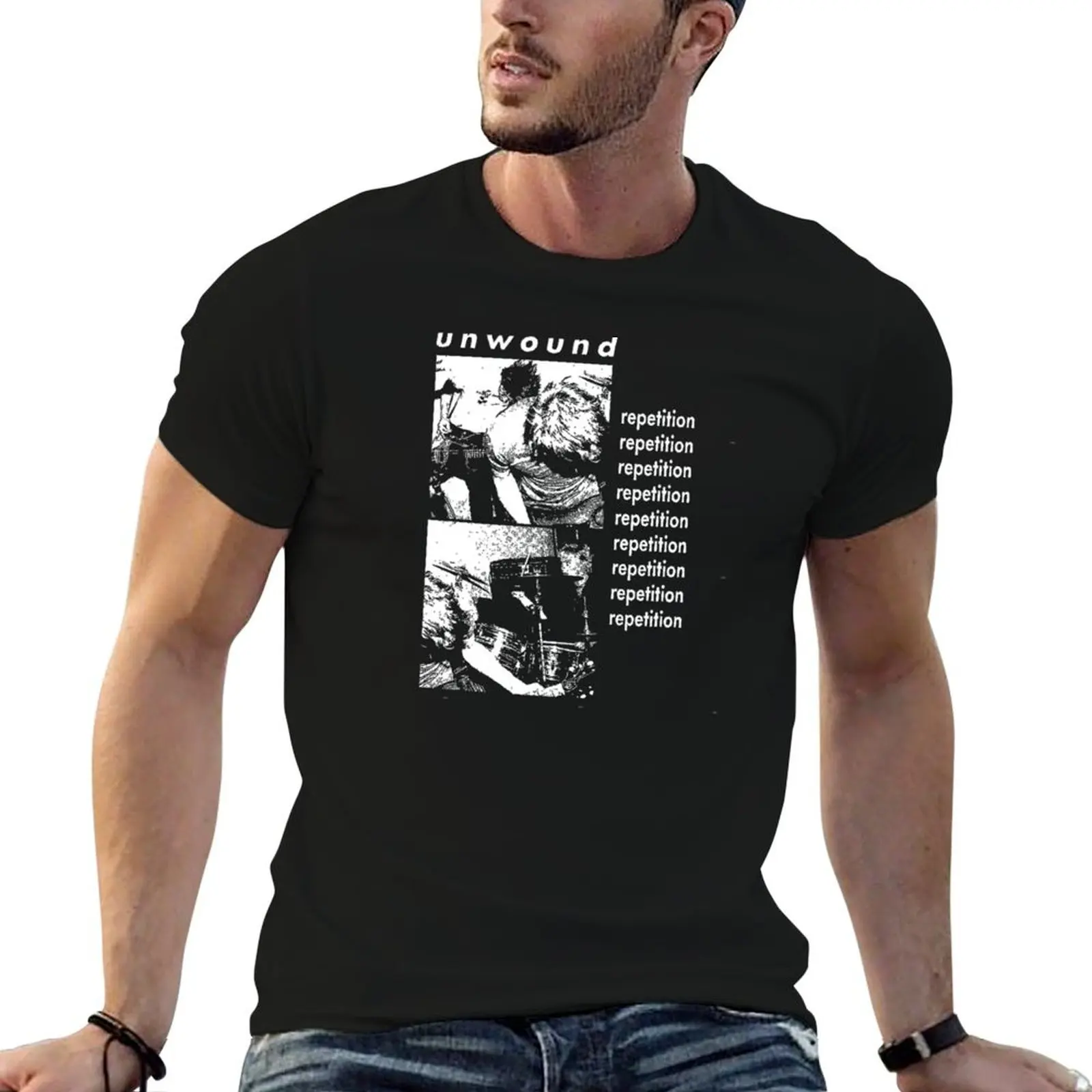 Unwound Repetition T-Shirt Basic Plain Short Sleeve Crew Neck Tee