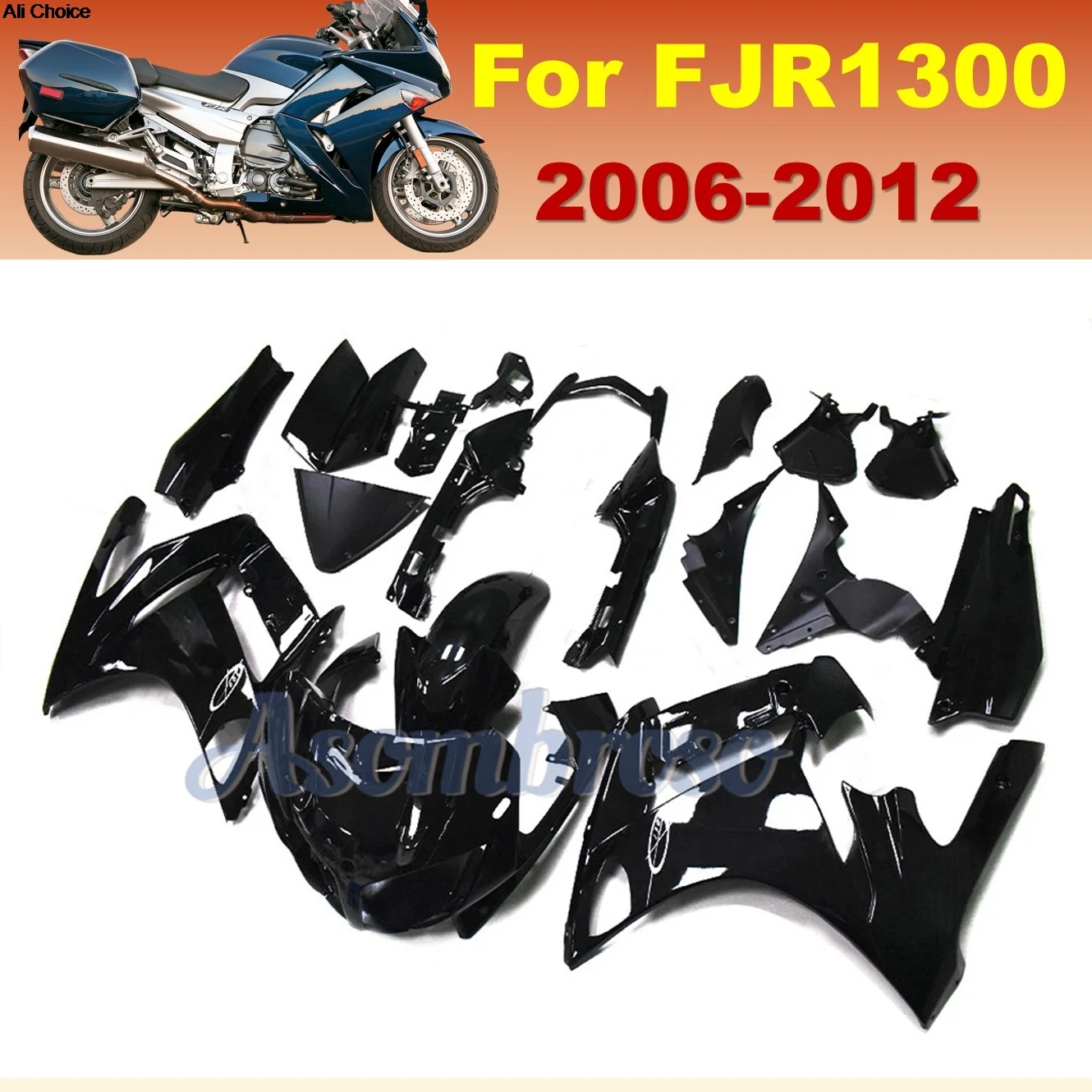 

For Yamaha FJR1300 2006 2007 2008 2009 2010 2011 2012 Black Fairing kit FFJR 1300 ABS Injection Complete Bodywork Set