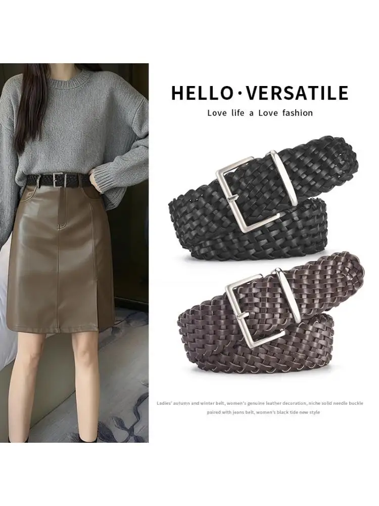 4.3CM X 112CM Woven Waist Belt Retro High end Versatile Dress Without Holes Pin Buckle Casual Wide Wholesale Cheap New Products