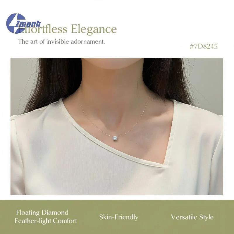 New！Choker Invisible Fish Line Crystal Necklace Pendants Neck Zircon Women Clavicle Chain Lady Feminino Collar