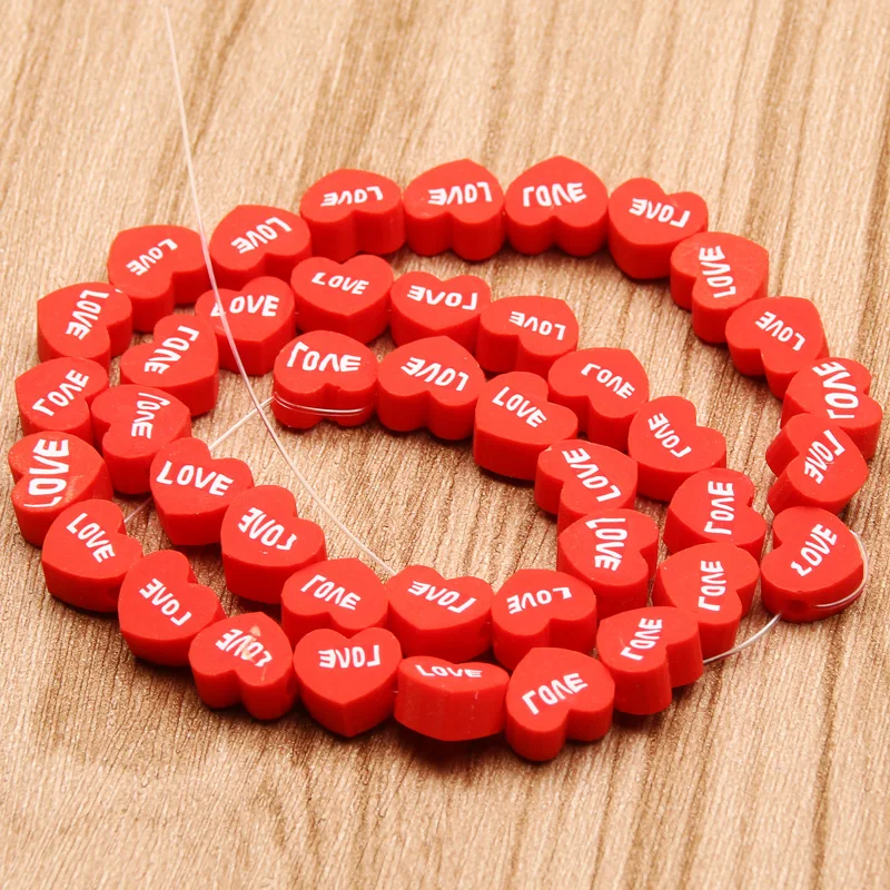 32Styles Polymer Clay Beads Valentine's Day Love Heart Spacer Beads for Jewelry Making DIY Handmade Bracelet Valentine's Gift