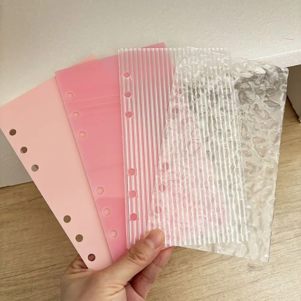 Acrylic A6 Notebook Cover Hard Transparent/Water Ripple Loose Leaf Binder Cover DIY Photo Album Notebook Binder Notebook Shell