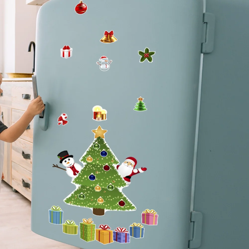 الثلاجة ملصق يدوي الصنع عيد الميلاد تحت عنوان ملصق مغناطيسي DIY ، شجرة عيد الميلاد لملحقات أجزاء تزيين الثلاجة
