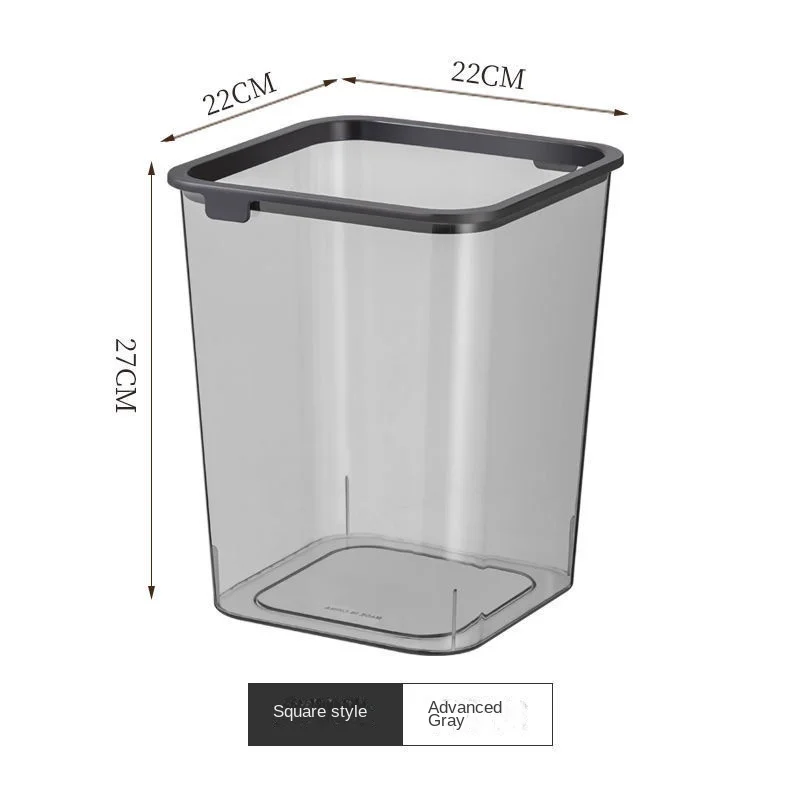 Transparent Square Large Kitchen Household Trash Can Pressure Ring Living Room Office High Value