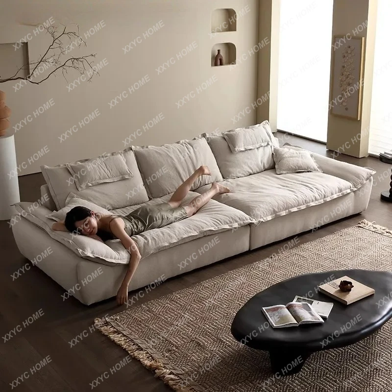 LXSailing sofa frosted light luxury living room small apartment ultra-wide deep sofa widened fabric backrest sofa
