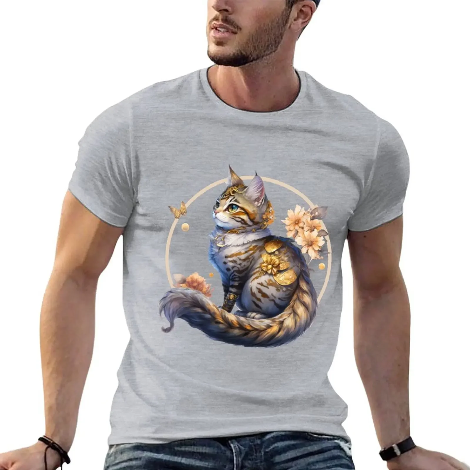 

tabby cat T-shirt Aesthetic clothing oversizeds t shirt for men