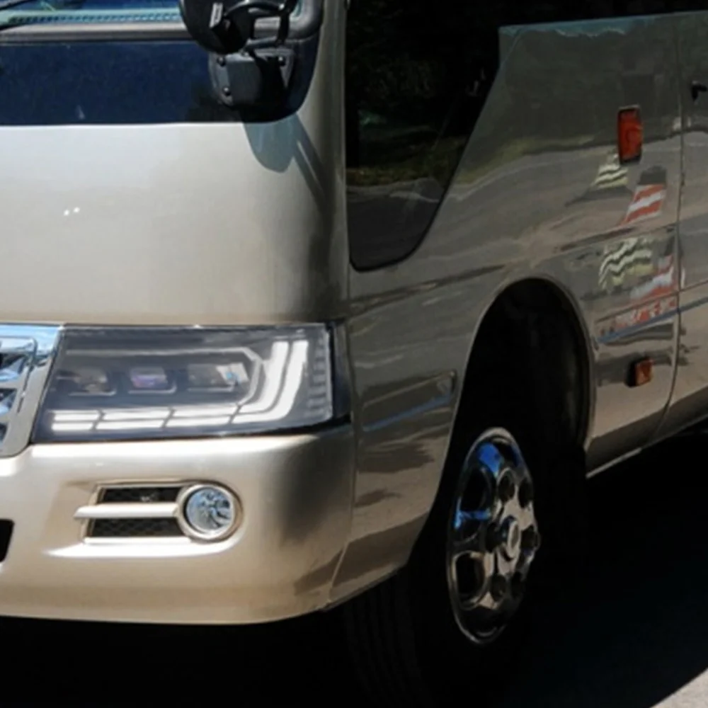 

Автомобильные передние фонари для Toyota Coaster 2007-2019, светодиодные автомобильные фары в сборе, обновленный динамический 3-объектив проектора, аксессуары для инструментов