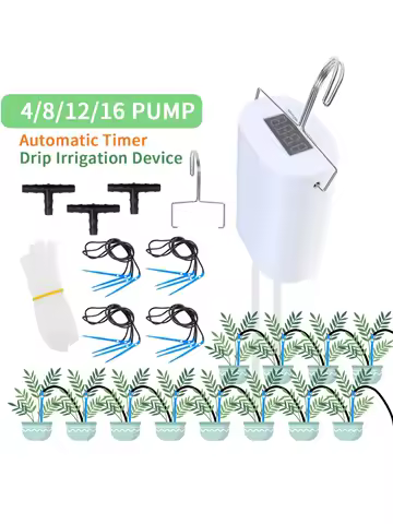 Automatic Plant Flower Watering Pump Home Sprinkler Drip Irrigation Device 2/4/8/16 Heads Pump Timer System Kit Garden Tool