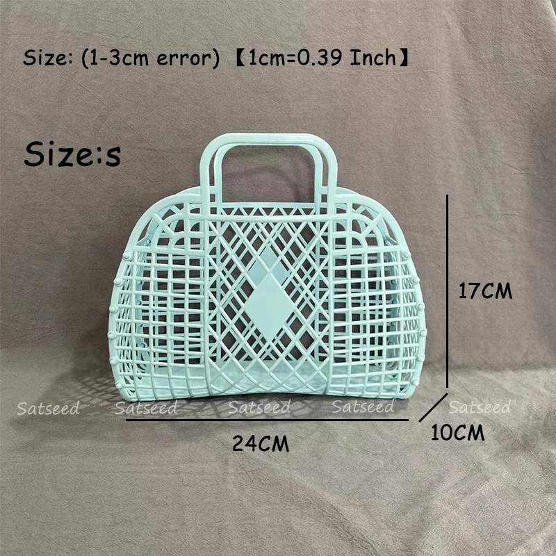 INS Super Hot Hand-Held Basket Bag Hollowed Out Jelly Large Capacity Summer Seaside Vacation Handbags Fashion Tote Handbag 2023