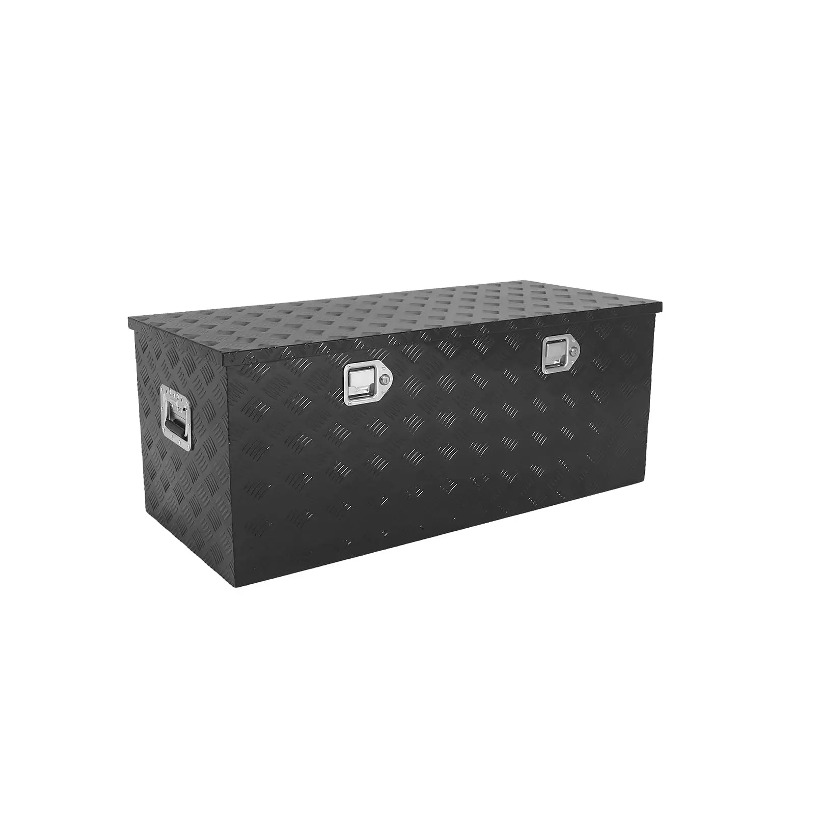 Truck Tool Box 44 X 19.5 X 17.5 Inch Black 5 Bar Tread Car Outdoor Trailer Pickup Toolbox, RV Storage Organizer, Truck