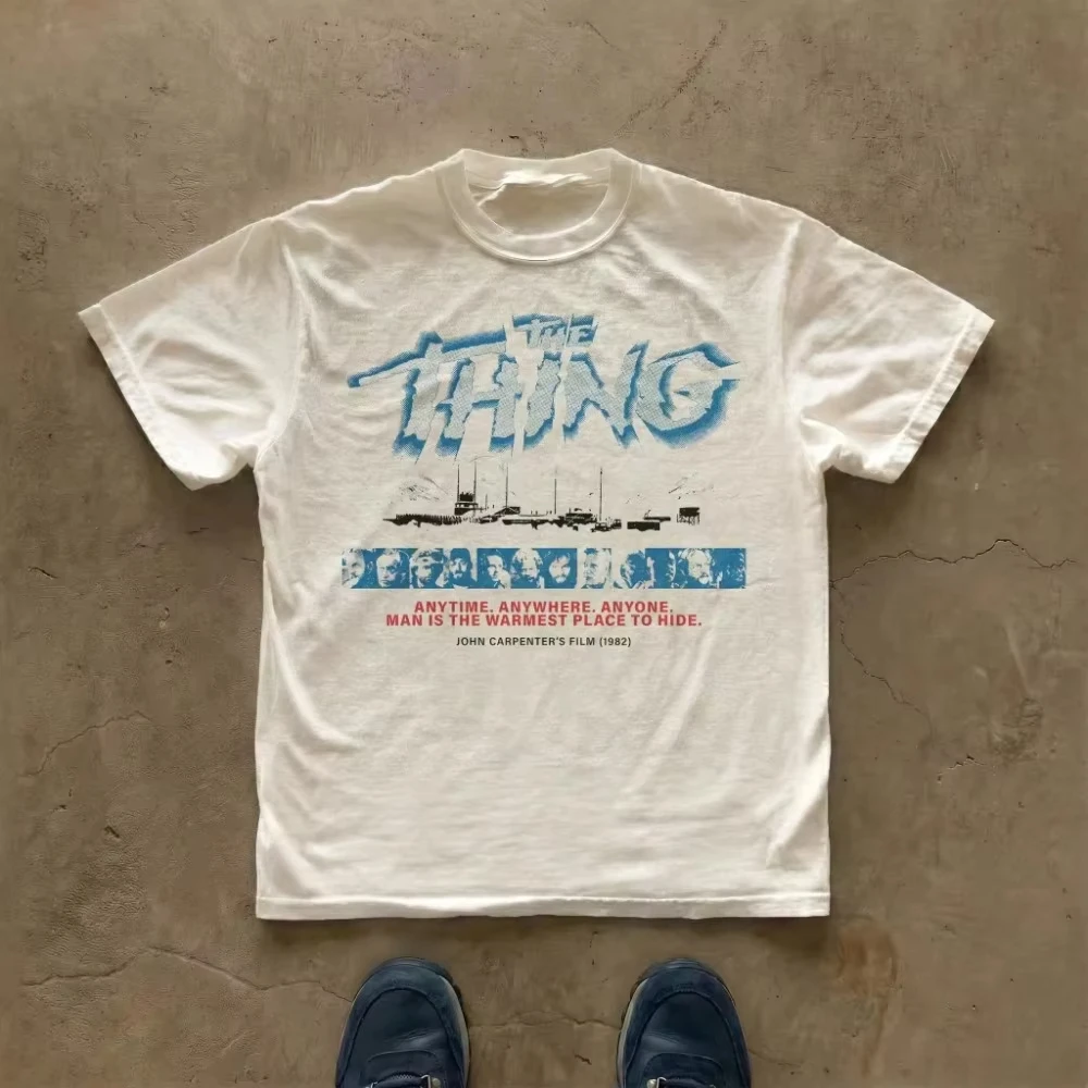 The Thing Graphic Tee Horror Movie T-Shirt John Carpenter Film Vintage Tee Clothing Graphic Short Sleeve T Shirt Men and Women
